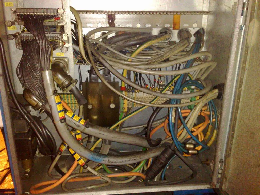 Legacy machine wiring before electrical modernization